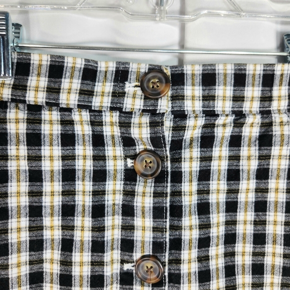 Hollister Black White Yellow Plaid Front Button Skirt w/Pockets Size XSmall - Picture 2 of 8